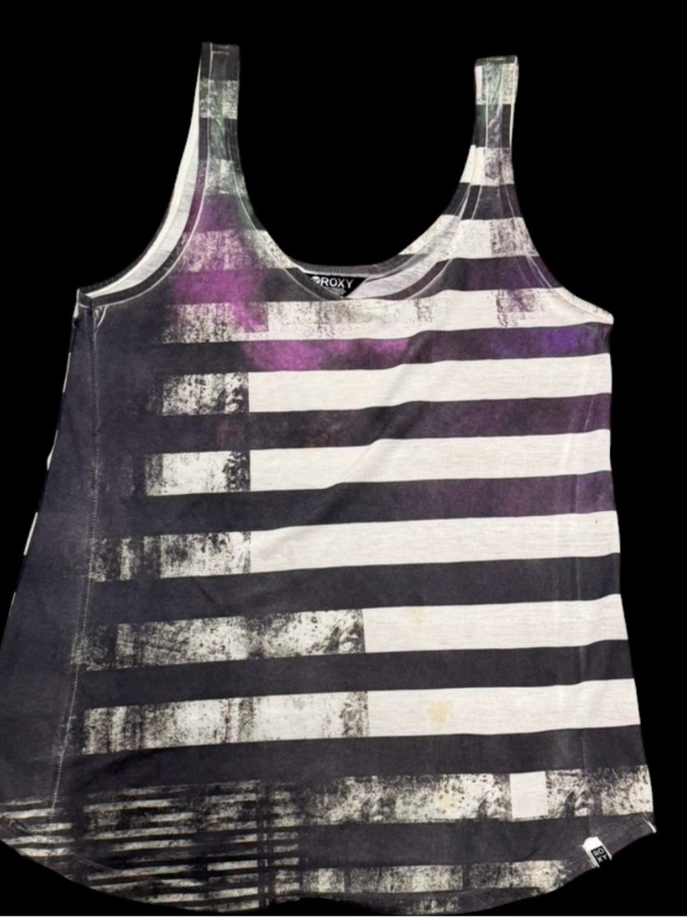 Roxy Black, White & Purple Striped Tank Top